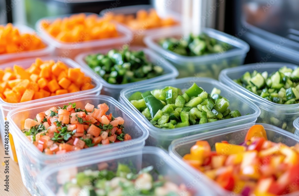 Prepared chopped vegetables in containers (1) Prepared chopped vegetables in containers (1)