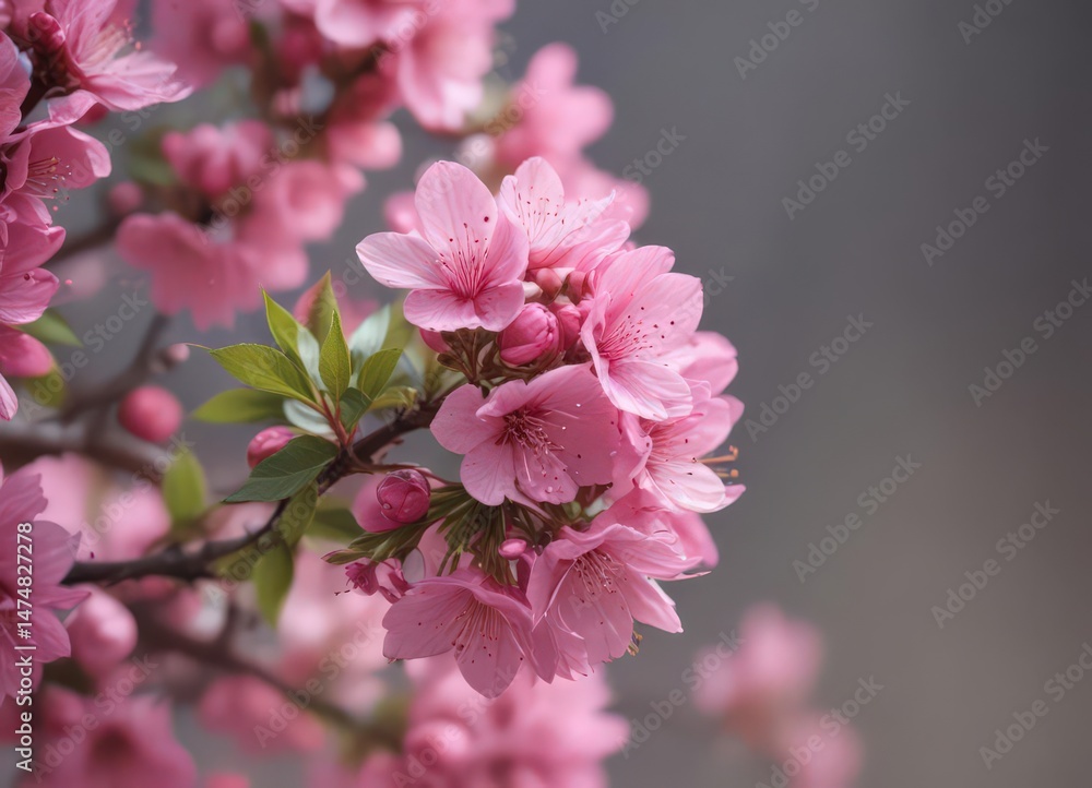 Fototapeta premium Close-up of vibrant pink blossoms, soft focus, romantic, floral, nature background
