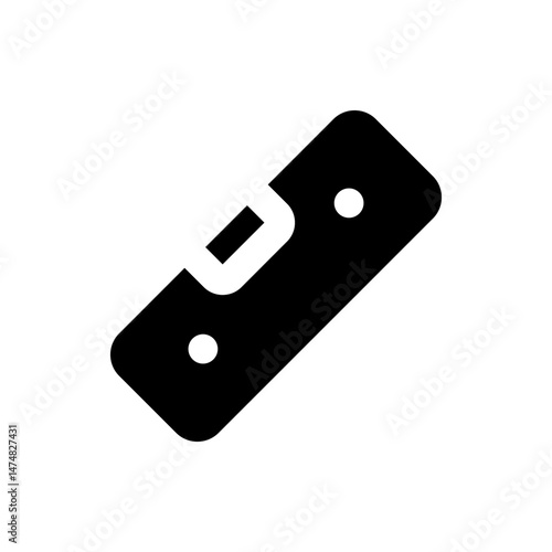 Illustration of a black level tool with a bubble indicator and two white circles on its surface tool icon
