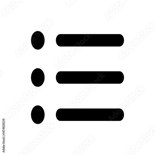 Three horizontal lines with rounded ends aligned with three circles on the left side of the image