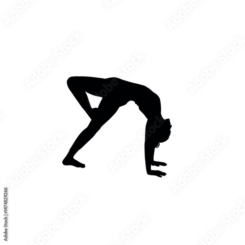 silhouette of a woman doing yoga on white background 01