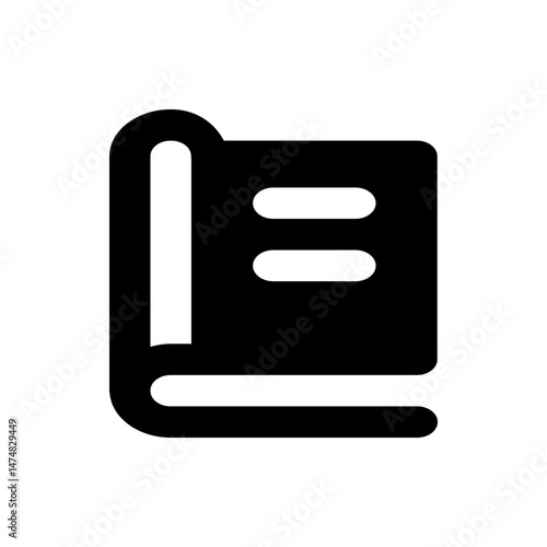 Illustration of a closed book with a spine and two horizontal lines on the cover in black color