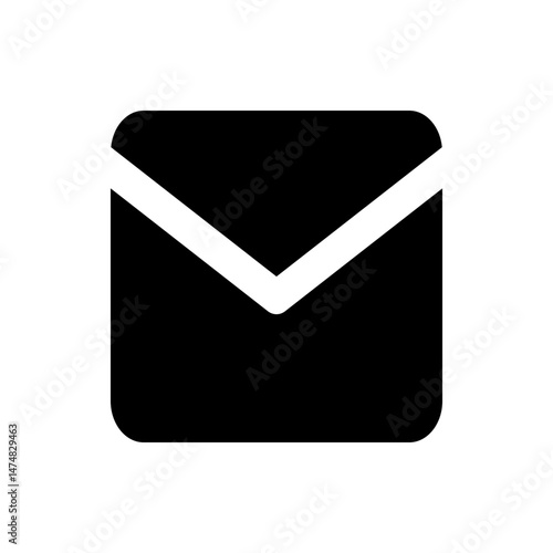 Illustration of a black and white envelope with a clear flap design and rounded corners for a modern look
