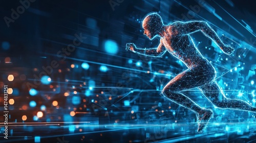 Fototapeta Naklejka Na Ścianę i Meble -  AI-powered sports agent managing athlete careers with digital performance analytics