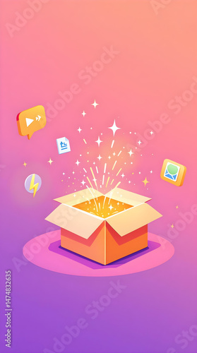 illustration of a gift box with a gift	
