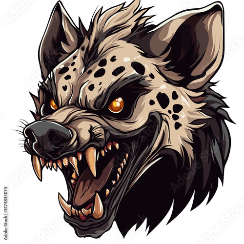 Creative vector logo design featuring a fierce hyena head illustration for esports branding