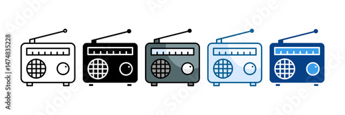 Portable Radio Icon Set Multiple Style Collection