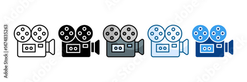 Film Projector Icon Set Multiple Style Collection