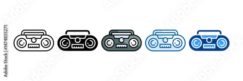 Boombox Icon Set Multiple Style Collection
