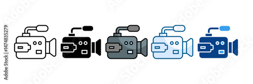 Camcorder Icon Set Multiple Style Collection