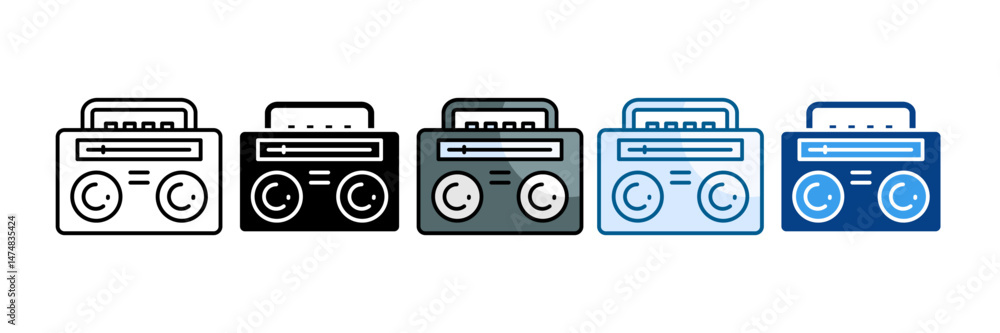 Cassette Recorder Icon Set Multiple Style Collection Cassette Recorder Icon Set Multiple Style Collection