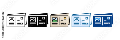 Postcard Icon Set Multiple Style Collection