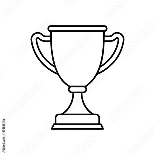 Sports Trophy Outline Vector Illustration on White Background