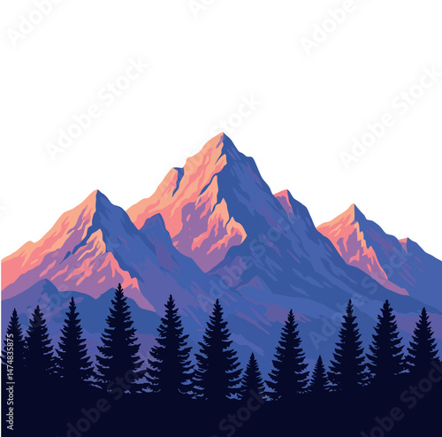 mountains in the snow vector illustration