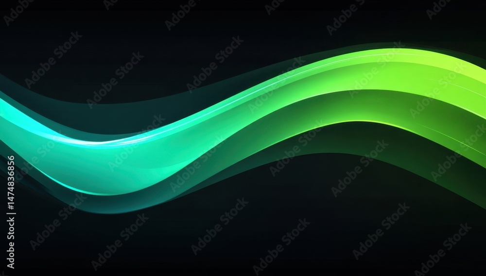 Obraz premium Abstract Green and Blue Wave on Black Background