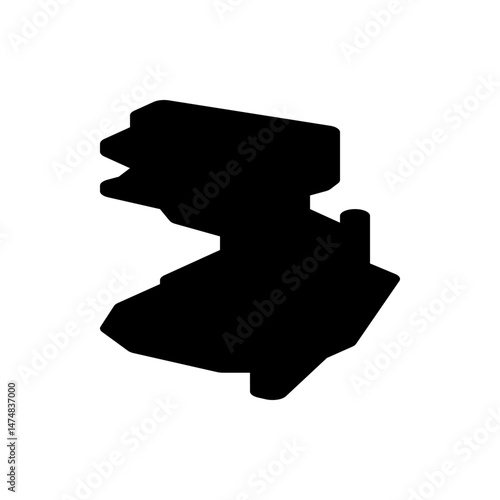 Black silhouette of the state of new jersey on a white background showcasing its unique geographical shape