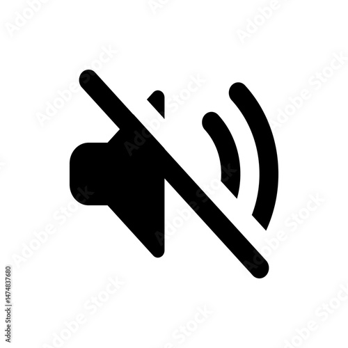 Iconic representation of a muted speaker with sound waves crossed out in a simple black and white design