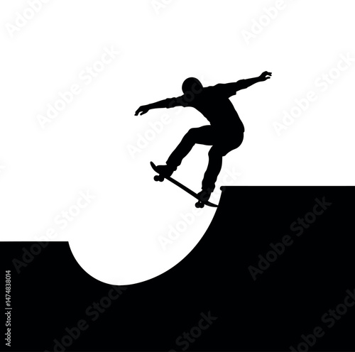 silhouette of a man jumping on a skateboard vector illustration 01