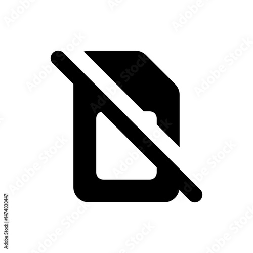 Black and white icon of a document with a line through it indicating deletion or removal of the document