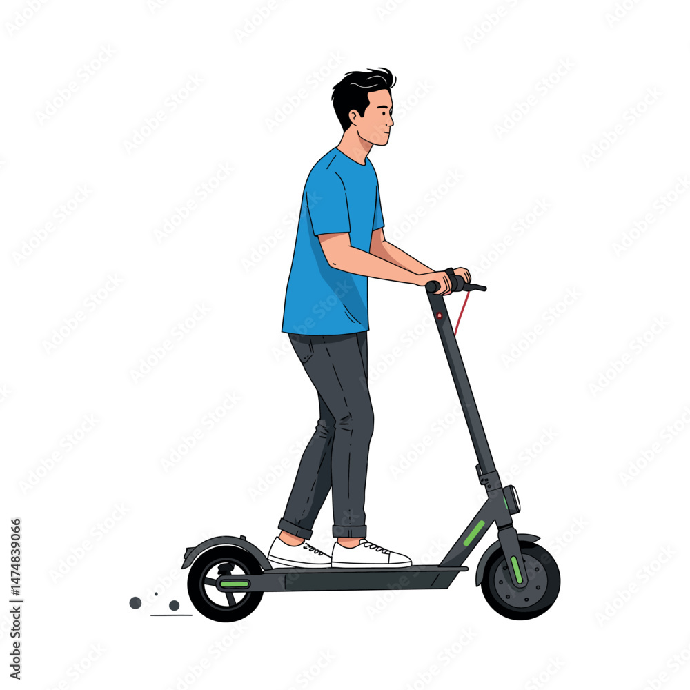 man with a scooter vector illustration man with a scooter vector illustration