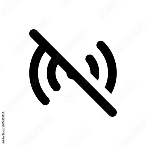 Illustration of a wifi symbol with a diagonal line through it indicating a disabled or muted connection