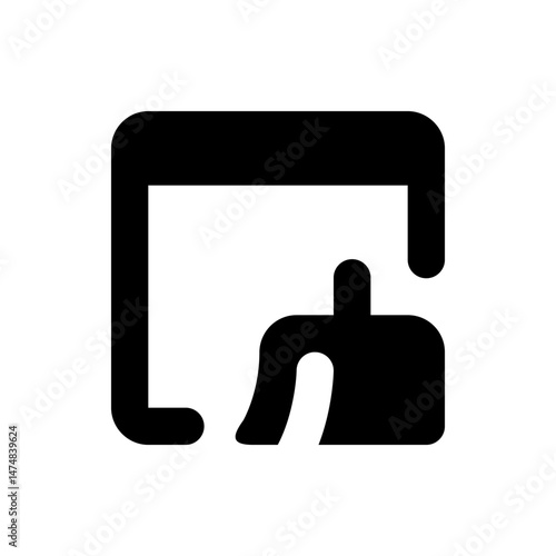 Illustration of a cleaning tool with a brush and dustpan for sweeping and tidying up surfaces and floors
