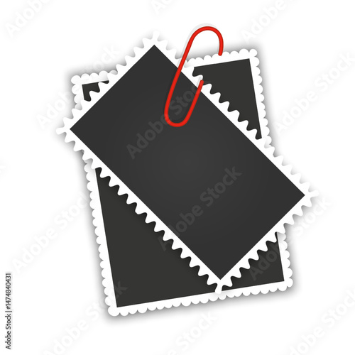 Empty photo picture frames Photos Held Together by Paperclips