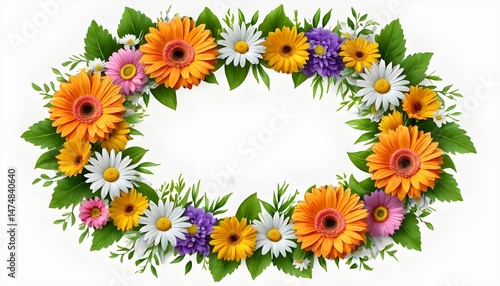 Elegant digital illustration of a floral border frame in teal green, adorned with 3D rendered blossoms, small hearts, and a butterfly perched on the top corner, high-definition 8K with clear backgroun