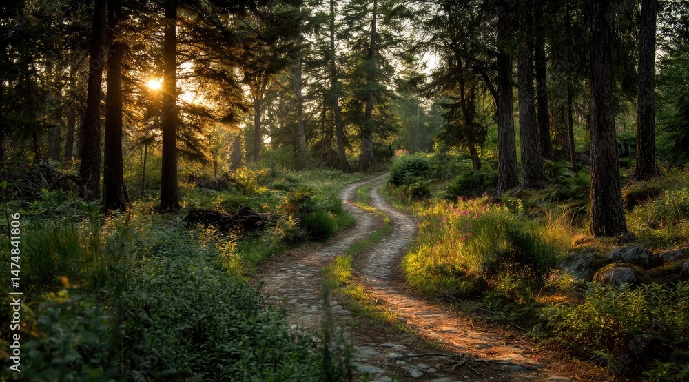 Fototapeta premium Sunlit Forest Path (6)