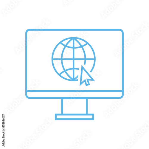 A clean and modern line art illustration depicting a computer monitor