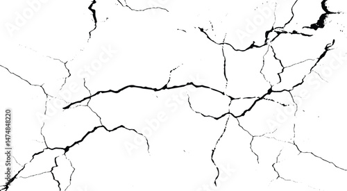 Surface cracks and fissures in ground.  Vector grunge cracked texture style with cracked texture.  Distress or dirt and damage effect concept - vector illustration