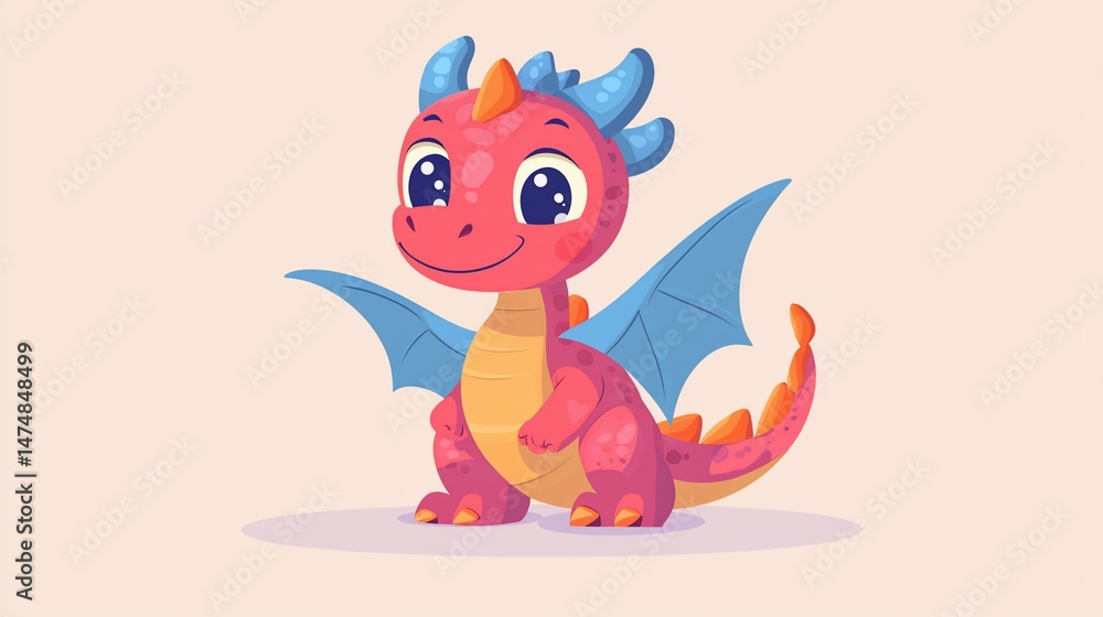Cute cartoon dragon, fantasy, children's art Cute cartoon dragon, fantasy, children's art