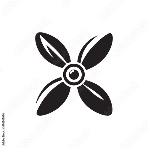 Black and white  propeller icon. Propeller silhouette.
