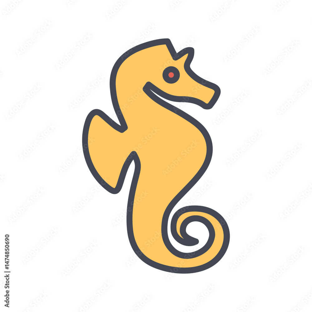 Obraz premium Sea Horse Vector Icon