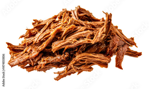 Tender Shredded Beef with Rich Flavor for Cuban Cuisine Isolate on Transparent Background, cutout, png
