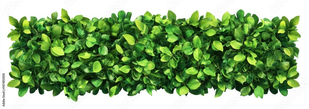 Fototapeta premium Lush green foliage wall panel. Dense arrangement of small, vibrant leaves creates a thick, horizontal hedge effect. Ideal for decorative use, providing a natural aesthetic