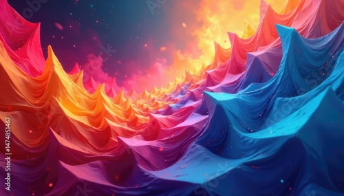 Abstract geometric shapes repeat infinitely in vibrant colors , geometric pattern, seamless tile
