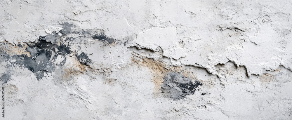 Fototapeta premium Abstract textured surface with shades of gray and white. A dynamic interplay of color and form creates a visually intriguing composition, evoking a sense of depth and movement.