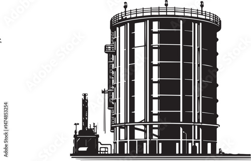 cylindrical storage tank silhouette vector illustration