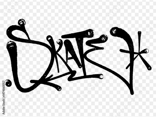 illustration Black graffiti tag lettering aerosol can spray paint