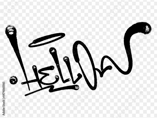 illustration Black graffiti tag lettering aerosol can spray paint