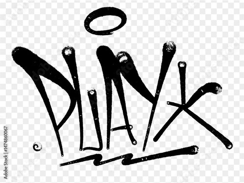 illustration Black graffiti tag lettering aerosol can spray paint