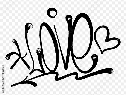 illustration Black graffiti tag lettering aerosol can spray paint