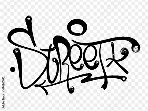 illustration Black graffiti tag lettering aerosol can spray paint