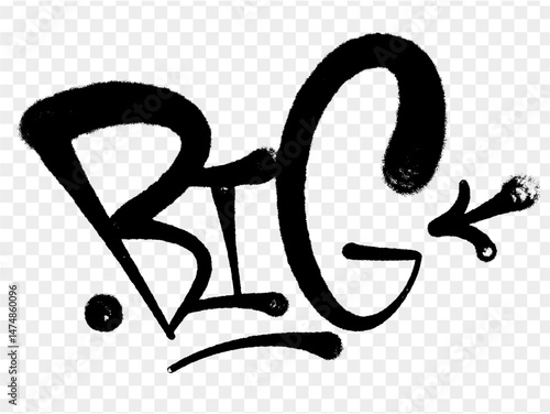 illustration Black graffiti tag lettering aerosol can spray paint