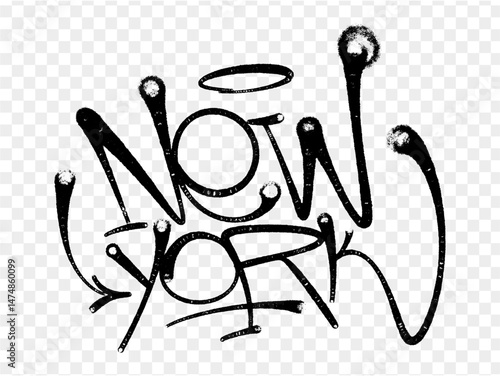 illustration Black graffiti tag lettering aerosol can spray paint