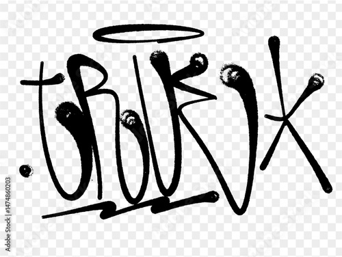 illustration Black graffiti tag lettering aerosol can spray paint