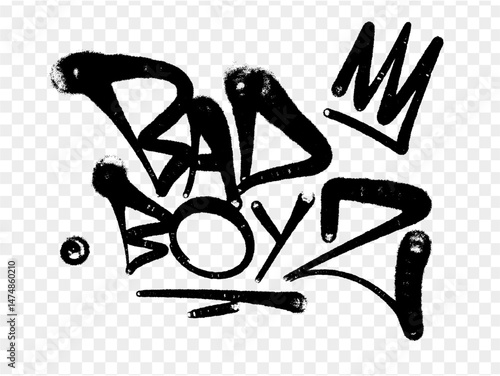 illustration Black graffiti tag lettering aerosol can spray paint