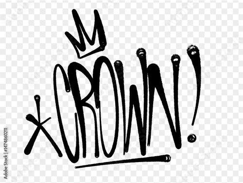 illustration Black graffiti tag lettering aerosol can spray paint