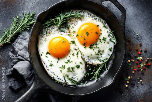 fried egg in a frying pan